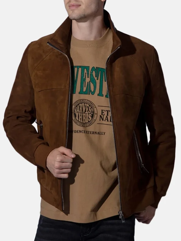 men’s vintage suede brown leather trucker bomber jacket men’s vintage suede brown leather trucker bomber jacket