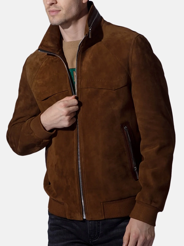 men’s vintage suede brown leather trucker bomber jacket men’s vintage suede brown leather trucker bomber jacket