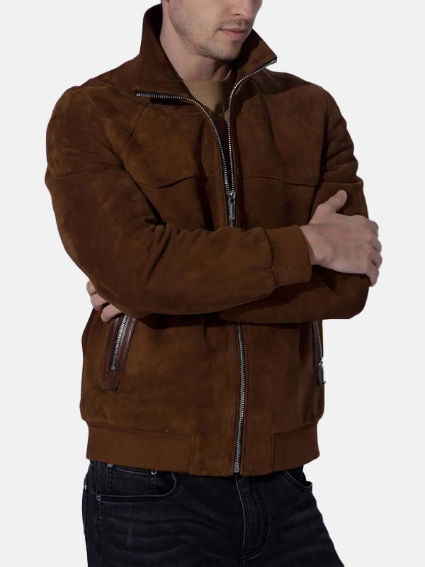 men’s vintage suede brown leather trucker bomber jacket men’s vintage suede brown leather trucker bomber jacket